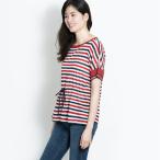 モンクレール MONCLER レディース Tシャツ カットソー コットン S ボーダー 半袖 袖ロゴ 8067800 8299 556 MAGLIA GIROCOLLO 春夏 ふんわり トリコロール