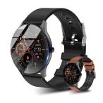 スマートウォッチ 2色ベルト付き IP68防水 1.28インチ 24種スポーツ Bluetooth5.0腕時計/活動量計/座りがち注意/歩数