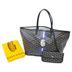 【美品】GOYARD ゴヤール サンルイ PM マーカージュ トートバッグ キャンバス レザー ブラック