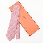 [ прекрасный товар ]HERMES Hermes галстук цепь общий рисунок бизнес формальный мужской розовый ROSE PERLE GIVRE шелк 100%