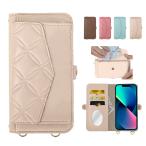 ショッピングmi 11 lite 5g Xiaomi Mi 11 Lite 5G スマホケース 手帳型 (色：アイボリー) 斜めがけ スマホショルダー 落下防止 カード収納 鏡付き 韓国