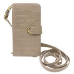 Reno3 A OPPO reno3a スマホショルダー ケース (グレージュ) 斜めがけ ストラップ付き クロコ柄 スタンド機能 くすみカラー