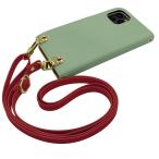 ショッピングmi 11 lite 5g Mi 11 Lite 5G Xiaomi スマホショルダー（手帳アッシュグリーン×ストラップ:ボルドー）カバー 手帳 くすみカラー