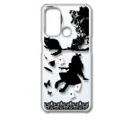 OPPO Reno 5A オッポ リノ5A レノ5A クリア ハードケース Alice in wonderland(ブラック) アリス 猫 トランプ スマホ ケース スマ