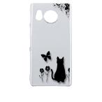 ショッピングsh-01d AQUOS sense8 SH-54D SHG11 アクオスセンス8 クリア ハードケース 猫 ネコ 花柄 a026 ブラック スマホ ケース スマートフォン カバー カ