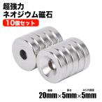 マグネット ネオジム磁石 10個セット 超強力 ネオジウム磁石 20mm×5mm 穴 フック DIY