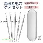 毛穴ケア専用キット 5本セット ニキビケア 角栓取り 角栓除去 収納ケース 吹き出物 ステンレス 持ち運び いちご鼻 水洗いOK 錆びにくい