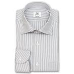 ワイシャツ Yシャツ メンズ 長袖 | CHOYA Classic Style | グレーストライプ ワイドカラーシャツ