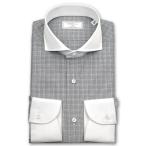 ワイシャツ Yシャツ メンズ 長袖 | CHOYA 1886 | グレンチェック カッタウエイ クレリックシャツ おしゃれ
