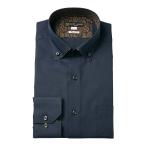 ワイシャツ 形態安定 長袖 紺 ネイビー パイピング ボタンダウン 標準 レギュラーフィット シャツハウス メンズ ドレスシャツ SH_2401FS SH_24FA