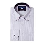 ワイシャツ 形態安定 長袖 パープル 紫 ストライプ ボタンダウン 標準 シャツハウス メンズ ドレスシャツ SH_2401FS