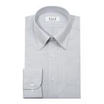 ELLE HOMME ワイシャツ メンズ 長袖 形態安定加工 グレー ストライプ ボタンダウンカラー