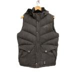 STUSSY◆00s/ダウンベスト/XL/ウール/GRY/ヘリンボーン