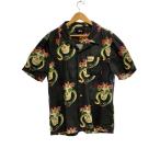 STUSSY◆アロハシャツ/L/コットン/BLK/総柄