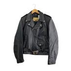 Schott◆ダブルライダースジャケット/38/馬革/BLK/脇ステッチホツレ有