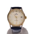 BULOVA◆自動巻腕時計/アナログ/レザー/WHT/BLK/46091 BVC301