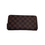 ショッピングダミエ LOUIS VUITTON◆1)ジッピー・ウォレット_ダミエ・エベヌ/PVC/BRW/レディース