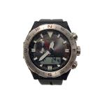 CASIO◆ソーラー腕時計_PRO TREK/アナログ/ラバー/BLK
