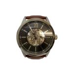 FOSSIL◆自動巻腕時計/アナログ/レザー/BLK/BRW/SS/BQ2386//