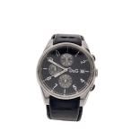 DOLCE&GABBANA◆クォーツ腕時計/アナログ/レザー/BLK/BLK/SS/サンドパイパー/ベルト劣化有