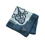 ショッピングスカーフ HERMES◆カレ90/鍵/スカーフ/シルク/GRY/総柄/レディース