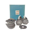 ショッピング南部鉄瓶 南部鉄器◆錆有/鉄瓶 茶托 灰皿セット/8点セット/BLK