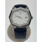 VERSACE◆クォーツ腕時計/アナログ/レザー/WHT/NVY/13Q99