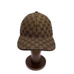 GUCCI◆GGキャンパス/ベースボールキャップ/L/ポリエステル/BRW/総柄/レディース/200035 KQWB