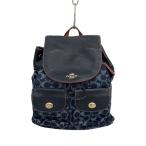ショッピングシグネチャー COACH◆シグネチャー/レザーコンビ/リュック/キャンバス/BLU