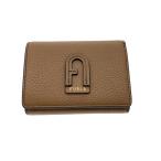 FURLA◆3つ折り財布/レザー/CML/無地/�