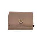 FURLA◆3つ折り財布/レザー/PNK/無地/�