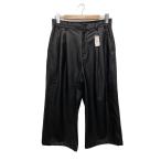 ショッピングzara ZARA◆WIDE LEG PANTS/ワイドレッグパンツ/ボトム/M/フェイクレザー/BLK/9621/622/800//