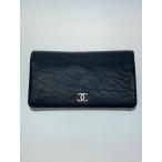 ショッピングサイフ CHANEL◆長サイフ_カメリア_ラムスキン_ココマーク_BLK/羊革/BLK/レディース/A36544