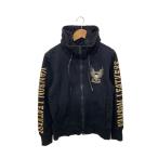 VANSON◆スカル刺繍/ジップアップジャケット/M/コットン/BLK