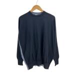 ショッピングLOEWE LOEWE◆アナグラム刺繍ツートンウールニットセーター/S/ウール/BLK/H3109240CO