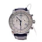 ZEPPELIN◆100周年記念/クロノグラフアラーム/クォーツ腕時計/アナログ/SLV/BRW/7680-1