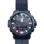 CASIO◆ソーラー腕時計_PRO TREK/アナログ/ラバー/BLK/BLK//