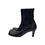 ショッピングbottega BOTTEGA VENETA◆ブロックアンクルブーツ/スクエアトゥ/クロコ型押/36/BLK/レザー