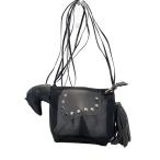 ショッピングスタッズ LUDLOW◆ホースポシェット/ポシェット/ショルダーバッグ/ポリエステル/BLK/スタッズ/メッシュ