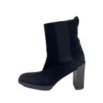 GUCCI◆スクエアトゥ/サイドゴア/ショートブーツ/36/BLK/スウェード/104.0163/ヒール減有