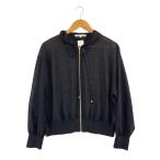 23区◆シャイニーシアーニット ジップアップパーカー/44/レーヨン/BLK/KR.WW.CM.0650
