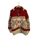 ショッピングカウチン chevignon◆カーディガン(厚手)/S/ウール/赤/×LONGHOUSE/カウチンカーディガン