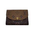 LOUIS VUITTON◆ポルト・モネ・ロザリ_モノグラム・リバース/--/BRW/総柄/レディース