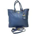 PRADA◆ハンドバッグ/レザー/NVY