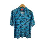 Supreme◆18SS/world famous rayon shirt/半袖シャツ/L/レーヨン/BLU/総柄