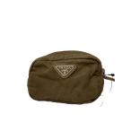 PRADA◆ポーチ/ナイロン/KHK/※内側ヨゴレ有