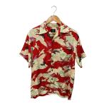 Pagong◆アロハシャツ/M/シルク/RED/総柄