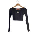 DIESEL◆ニット・セーター(薄手)/XS/レーヨン/BLK/0DLAX/A14189/M-VERA-LS/Dロゴ