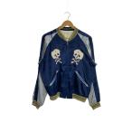 ショッピングスカジャン 東洋エンタープライズ◆ドクロ/龍/リバーシブルスカジャン/L/ポリエステル/NVY/TT10726