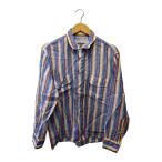 ショッピングINDIVIDUALIZED individualized shirts◆長袖シャツ/L/リネン/BLU/ストライプ/USA製/リネンオープンカラー/ループカラー//